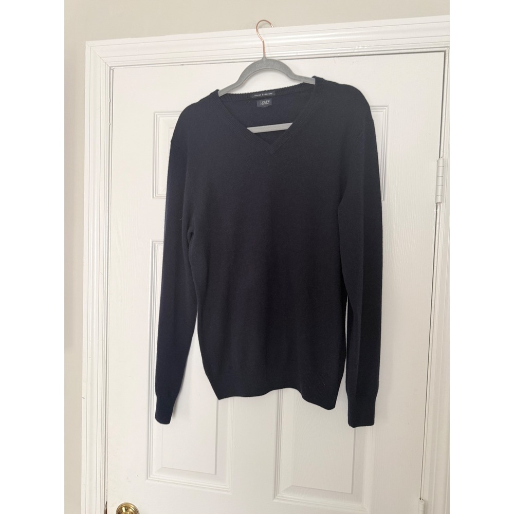 J. Crew‎ Italian Cashmere V-Neck Sweater Black Medium 100% Cashmere